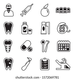 Dental Icons. Line With Fill Design. Vector Illustration.