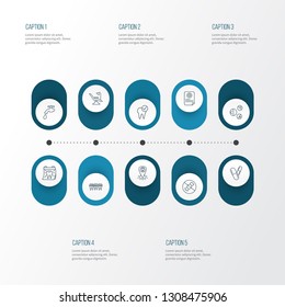 Dental icons line style set with pills, braces, dentist location and other file elements. Isolated vector illustration dental icons.