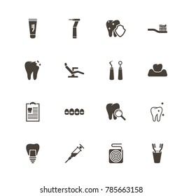 Dental icons. Perfect black pictogram on white background. Flat simple vector icon.