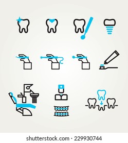 Dental icons reflection theme. Vector. Template design