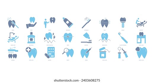 dental icons set. Set of editable stroke icons.Vector set of dental