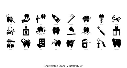 dental icons set. Set of editable stroke icons.Vector set of dental