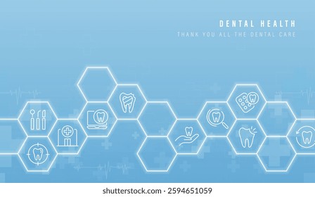 Dental icons and symbols, illustrating various aspects of dental health, care, and hygiene. medical tools and dental procedures. used in dentist clinic or hospital. vector design.