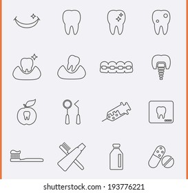 Dental Icons in thin line style