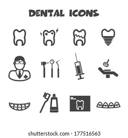 dental icons, vector symbols