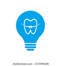 Dental Ideas Abstract Vector Logo Template. Tooth and Light Bulb Concept