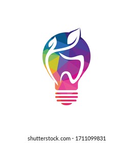 Dental Ideas vector logo design. Tooth and Light Bulb logo concept.	