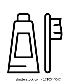 Dental Illness Prevention Objects, Good habits Signs, Tooth Paste and Brush Concept vector line icon design, Personal grooming tool on white background, 