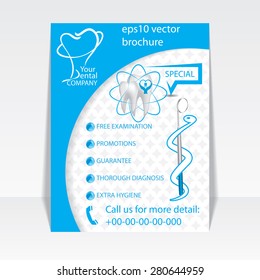 Dental illustration brochure blue design