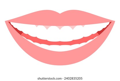 Dental, Ilustración de la imagen de dientes sanos y limpios, labios y dientes blancos, Ilustración vectorial