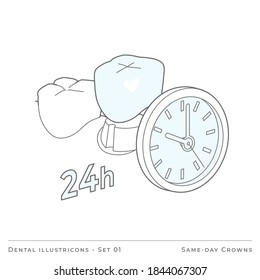 Dental Illustrative Icon - Same-day Crowns