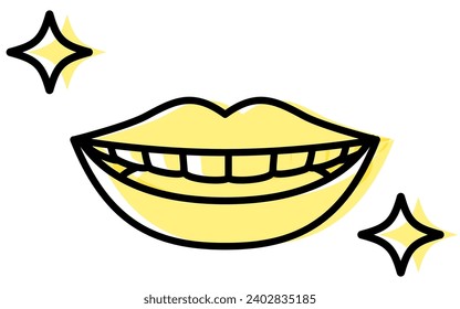 Dental: Image of clean teeth, simple line drawing icon, Vector Illustration