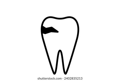 Dental: icono de imagen de una cavidad, dibujo de línea simple, Ilustración vectorial