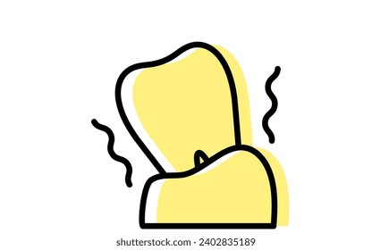 Dental: Image icon of wobbly teeth due to periodontal disease, simple line drawing, Vector Illustration