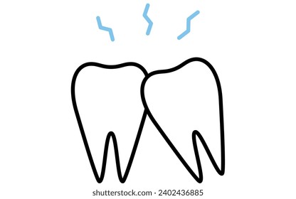 Dental: image icons of toothache and wisdom teeth, simple line drawing, Vector Illustration