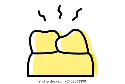 Dental: image icons of toothache and wisdom teeth, simple line drawing, Vector Illustration