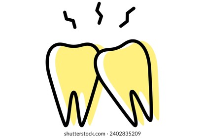 Dental: image icons of toothache and wisdom teeth, simple line drawing, Vector Illustration