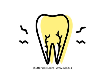 Dental: image icons of toothache and wisdom teeth, simple line drawing, Vector Illustration