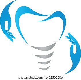 Dental implant abstract and hands logo