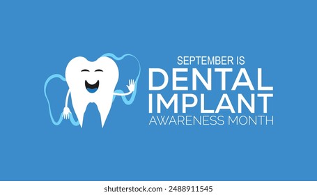 Dental Implant awareness month is observed every year on September. banner design template Vector illustration background design.