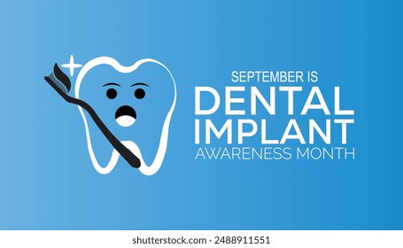 Dental Implant awareness month is observed every year on September. banner design template Vector illustration background design.