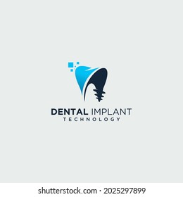 Dental implant clinic technology logo design vector dental implant logo modern dental logo icon