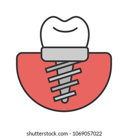 Dental implant color icon. Endosseous implant. Isolated vector illustration