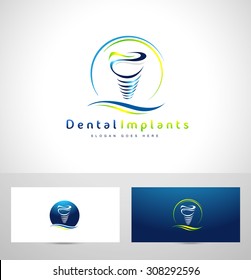 Dental Implant Design. Dentist Logo. Dental Implants Clinic Creative Company Vector Logo.