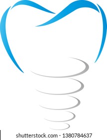 Dental implant drawn in blue logo