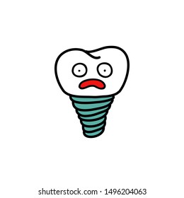 dental implant emoji doodle icon, vector illustration
