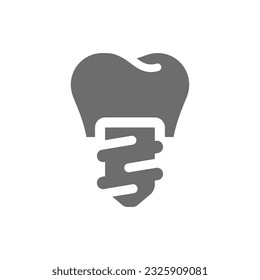 Dental implant filled vector icon. Tooth fixture glyph symbol.