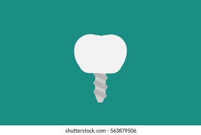 Dental implant flat icon Vector.