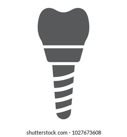 Dental implant glyph icon, stomatology and dental, implantation sign vector graphics, a solid pattern on a white background, eps 10.