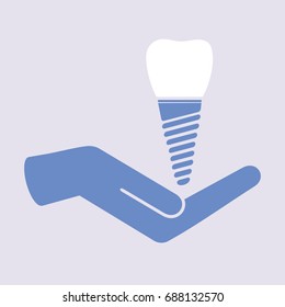 Dental implant  in hand  vector