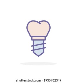 Dental implant icon in filled outline style. For your design, logo. Vector illustration.