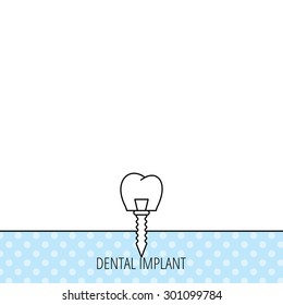 Dental implant icon. Oral prosthesis sign. Circles seamless pattern. Background with icon. Vector