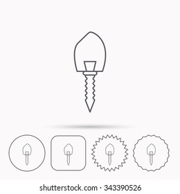 Dental implant icon. Oral prosthesis sign. Linear circle, square and star buttons with icons.