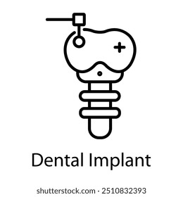 Dental implant icon in outline style 