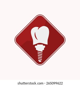 Dental implant icon in red color design