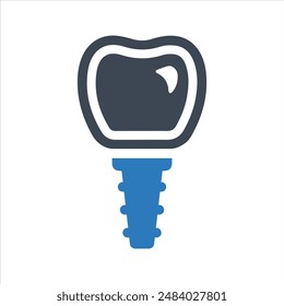 Dental implant icon. Replacement tooth. Dental crown icon