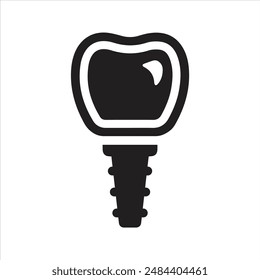 Dental implant icon. Replacement tooth. Dental crown icon