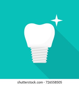 Dental implant icon. Restoration tooth. Stomatology. Vector illustration flat design. Isolated on white background.