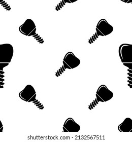 Icono Dental Implante Patrón Sin Marea, Implante Endossesivo Didentario, Ilustración De Arte Vector Fixture