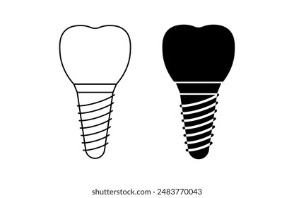 dental implant icon set isolated on white background