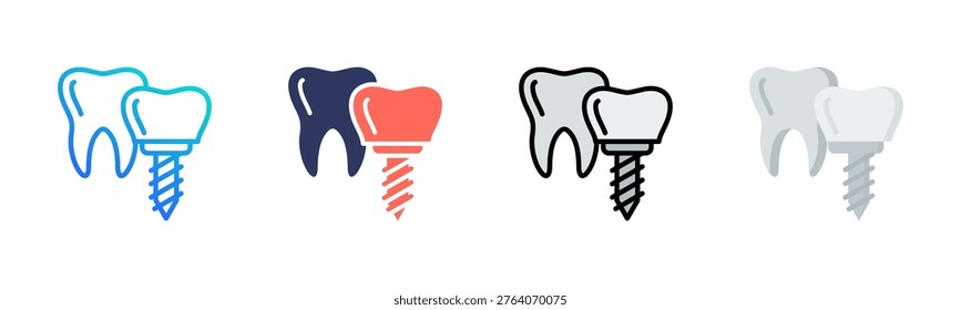 Dental Implant Icon Set Multiple Style Collection