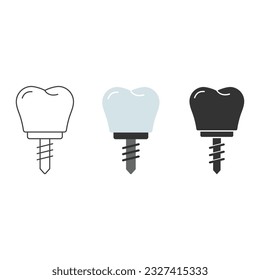 Diseño de vectores de conjunto de iconos de implantes dentales.