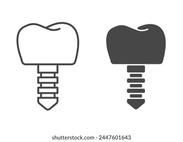 Dental implant icon and symbol, outline, line icon.