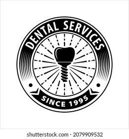 Dental Implant Icon, Tooth Endosseous Implant, Fixture Vector Art Illustration