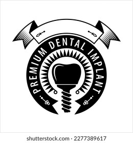 Dental Implant Icon, Tooth Endosseous Implant, Fixture Vector Art Illustration