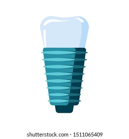 Dental implant icon. Dental tooth implant symbol in flat style isolated on white background.  Vector illustration.